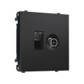 MS812510 Комплект механизма розетки компьютерной + TV оконечной SIGMA Черный матовый RJ-45 (8P8C) CAT6/50-870MHz 1dB с/ш QUANT PRO (SP8125, PR195)