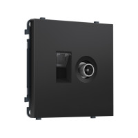 MS812510 Комплект механизма розетки компьютерной + TV оконечной SIGMA Черный матовый RJ-45 (8P8C) CAT6/50-870MHz 1dB с/ш QUANT PRO (SP8125, PR195)