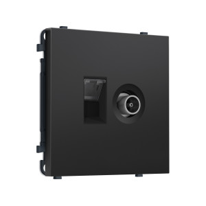 MS812510 Комплект механизма розетки компьютерной + TV оконечной SIGMA Черный матовый RJ-45 (8P8C) CAT6/50-870MHz 1dB с/ш QUANT PRO (SP8125, PR195)
