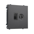 MS662510 Комплект механизма розетки компьютерной + TV оконечной SIGMA Антрацит серый RJ-45 (8P8C) CAT6/50-870MHz 1dB с/ш QUANT PRO (SP6625, PR195)