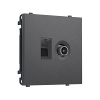 MS662510 Комплект механизма розетки компьютерной + TV оконечной SIGMA Антрацит серый RJ-45 (8P8C) CAT6/50-870MHz 1dB с/ш QUANT PRO (SP6625, PR195)
