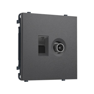 MS662510 Комплект механизма розетки компьютерной + TV оконечной SIGMA Антрацит серый RJ-45 (8P8C) CAT6/50-870MHz 1dB с/ш QUANT PRO (SP6625, PR195)