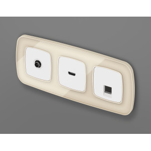 MO132005 Комплект механизма компьютерной розетки RJ-45 экранированной с автоматической защитной шторкой OMEGA Белый матовый QUANT OP1320, VM185 AMBRELLA VOLT