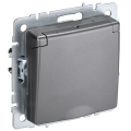 BRITE Розетка 1-местная с заземлением с защитными шторками и крышкой 16А IP20 РСбш10-3-БрС сталь IEK