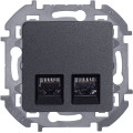 INSPIRIA Розетка компьютерная двойная RJ45 категория 6 UTP антрацит