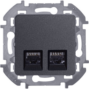 INSPIRIA Розетка компьютерная двойная RJ45 категория 6 UTP антрацит