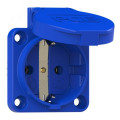 Розетка встраиваемая 16А/250V/2P+E/IP54 50x50 подкл. сзади синяя