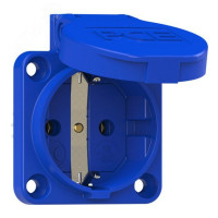 Розетка встраиваемая 16А/250V/2P+E/IP54 50x50 подкл. сзади синяя