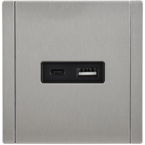FORTE&PIANO Розетка USB A+C 3,1А FP750M металл никель IEK