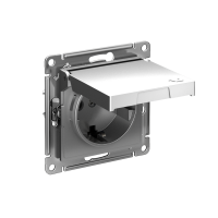 ATLASDESIGN РОЗЕТКА с заземлением со шторками с крышкой,16А,IP20, мех.,быстрозажим. клем., СТАЛЬ ATN000946S