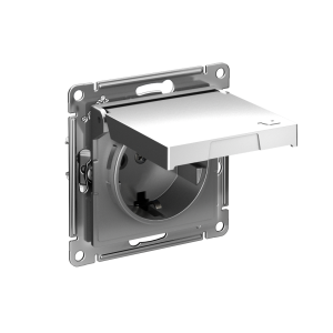 ATLASDESIGN РОЗЕТКА с заземлением со шторками с крышкой,16А,IP20, мех.,быстрозажим. клем., СТАЛЬ ATN000946S
