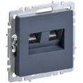 BRITE Розетка компьютерная двойная RJ45 кат.5E РК10-2-БрМ маренго IEK