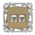 FLITE Розетка 2-местная компьютерная RJ45 категория 5Е UTP РК5е-2-0-ФлХ хаки IEK