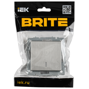 BRITE Выключатель 1-клавишный с индикацией 10А ВС10-1-1-БрГН металл хром/никель IEK
