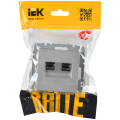 BRITE Розетка компьютерная двойная RJ45 кат.6 РК11-2-БрА алюминий IEK
