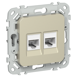 FLITE Розетка 2-местная компьютерная RJ45 категория 5Е UTP РК5е-2-0-ФлШ шампань IEK
