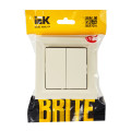 BRITE Выключатель 2-клавишный 10А в сборе ВСР10-2-0-БрКр бежевый IEK