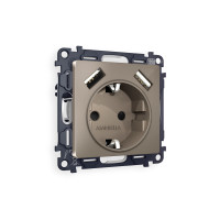 MA639010 Комплект механизма электрической розетки ALFA Темная бронза матовый 2USB AA 18W быстрая зарядка сз QUANT AP6390, VM155 AMBRELLA VOLT