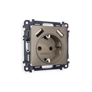MA639010 Комплект механизма электрической розетки ALFA Темная бронза матовый 2USB AA 18W быстрая зарядка сз QUANT AP6390, VM155 AMBRELLA VOLT