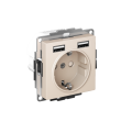 ATLASDESIGN РОЗЕТКА 16А c 2 USB A+A, 5В/2,4А, 2х5В/1,2А, механизм, БЕЖЕВЫЙ ATN000230