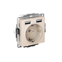 ATLASDESIGN РОЗЕТКА 16А c 2 USB A+A, 5В/2,4А, 2х5В/1,2А, механизм, БЕЖЕВЫЙ ATN000230