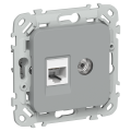 FLITE Розетка 2-местная RJ45/TV категория 5Е UTP РКТВ5е-2-0-ФлС серый IEK