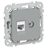 FLITE Розетка 2-местная RJ45/TV категория 5Е UTP РКТВ5е-2-0-ФлС серый IEK