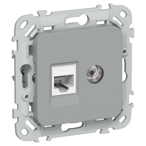 FLITE Розетка 2-местная RJ45/TV категория 5Е UTP РКТВ5е-2-0-ФлС серый IEK