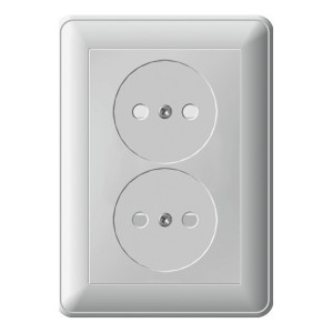 Розетка двойная Schneider Electric W59, скрытый монтаж, со шторками, хром матовый, RS16-254-58
