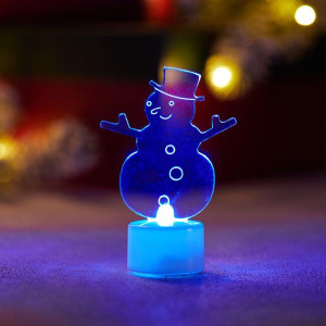 Фигура светодиодная Снеговик в шляпе 10см 1LED RGB 0.1Вт 4.5В IP20 на подставке элементы питания 3хAG13(LR44) (в компл.) Neon-Night 501-043