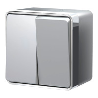 W5020206/ Выключатель двухклавишный влагозащищенный Gallant (серебряный)