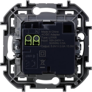 Зарядное устройство Legrand Inspiria для скрытого монтажа , тип А-тип С, цвет Антрацит. Напряжение 240В5В, максимальный зарядный ток 3000 мА