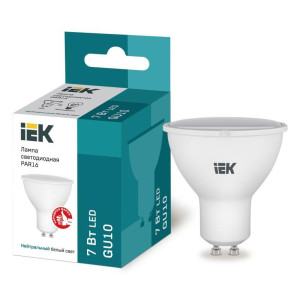 Лампа светодиодная 7Вт PAR16 софит 4000К нейтр. бел. GU10 230В IEK LLE-PAR16-7-230-40-GU10