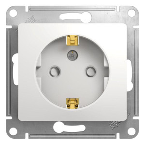 GLOSSA РОЗЕТКА с заземлением со шторками, 16А, механизм, БЕЛЫЙ GSL000145