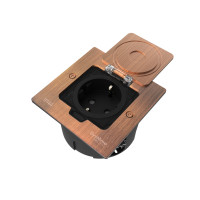 MultiDesk Лючок с розеткой 2К+З, 16А/250В, IP44 с коробкой д/стены,фальшпола,стола Медь, тип MDK21 MDK21102CA