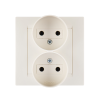 Розетка 2-м СП Simon15 16А IP20 250В без заземл. винт. клеммы сл. кость Simon 1590457-031