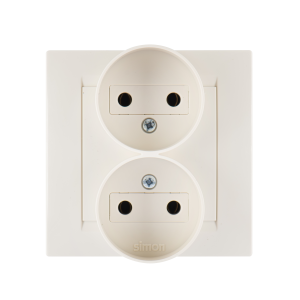 Розетка 2-м СП Simon15 16А IP20 250В без заземл. винт. клеммы сл. кость Simon 1590457-031