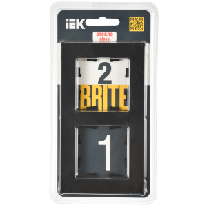 BRITE Рамка 2-местная РУ-2-2-Бр стекло черный матовый IEK
