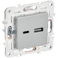 SKANDY Розетка USB A+C 3,1А SK-R14S серебряный IEK