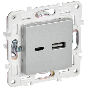 SKANDY Розетка USB A+C 3,1А SK-R14S серебряный IEK
