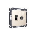 MA312510 Комплект механизма розетки компьютерной + TV оконечной RJ-45 с автоматической защитной шторкой ALFA Бежевый глянец (AP3125, VM195) AMBRELLA VOLT