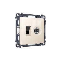 MA312510 Комплект механизма розетки компьютерной + TV оконечной RJ-45 с автоматической защитной шторкой ALFA Бежевый глянец (AP3125, VM195) AMBRELLA VOLT