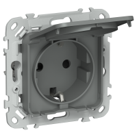FLITE Розетка с заземлением с защитными шторками и крышкой 16А IP44 РСшкр11-0-44-ФлМА мокрый асфальт IEK