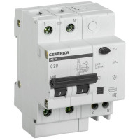 Дифференциальный автомат 2п 20А 30мА АД12 GENERICA IEK MAD15-2-020-C-030