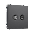 MS663310 Комплект механизма розетки TV оконечной + SAT SIGMA Антрацит серый 5-862MHz 3.5dB/950-2150MHz 3.8dB QUANT PRO (SP6633, PR217)
