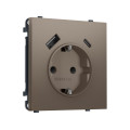 MS640010 Комплект механизма электрической розетки SIGMA Темная бронза матовый 2USB AC 20W быст. зар. сз сш 16A-250V QUANT PRO SP6400, PR160