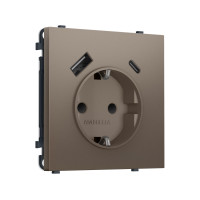 MS640010 Комплект механизма электрической розетки SIGMA Темная бронза матовый 2USB AC 20W быст. зар. сз сш 16A-250V QUANT PRO SP6400, PR160