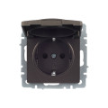 BRITE Розетка 1-местная с заземлением с защитными шторками и крышкой 16А IP20 РСбш10-3-БрТБ темная бронза IEK