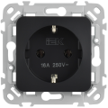 FLITE Розетка с заземлением без защитных шторок 16А РС11-0-ФлЧ черный IEK