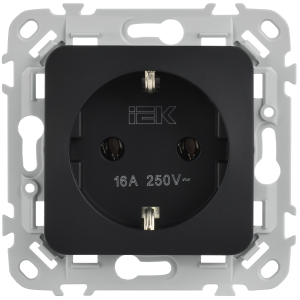 FLITE Розетка с заземлением без защитных шторок 16А РС11-0-ФлЧ черный IEK